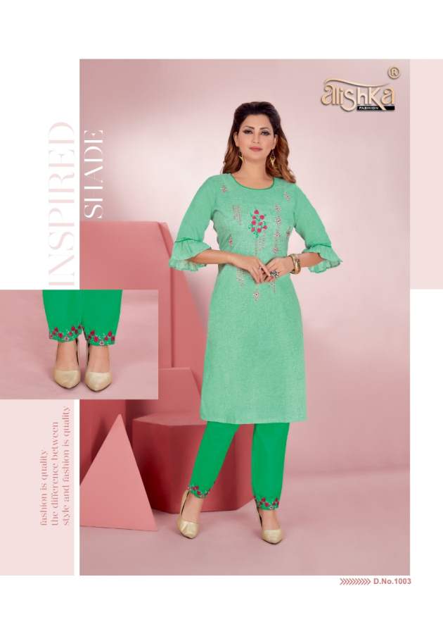 Alishka Senorita Latest Fancy Ethnic Wear Embroidery Kurti With Pant Collection